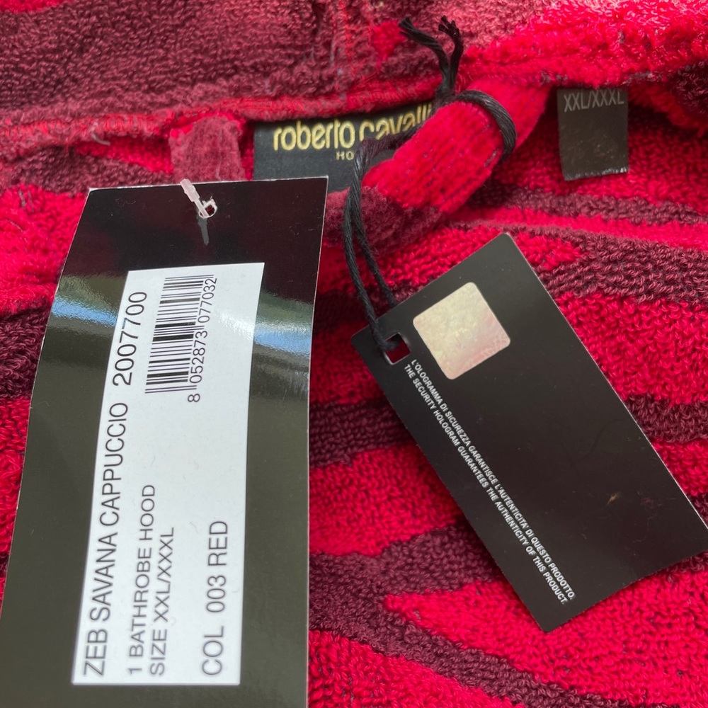 Roberto Cavalier Unisex Zebra Shawl Bathrobe Red Size XXL - Picture 10 of 15